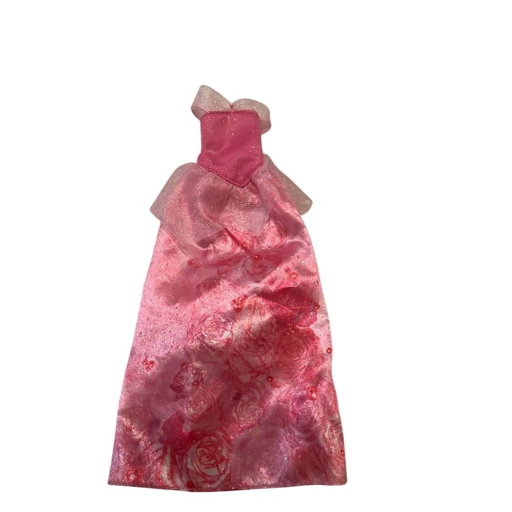 Barbie Doll Pink Gown Dress with Floral Design by‎ Mattel